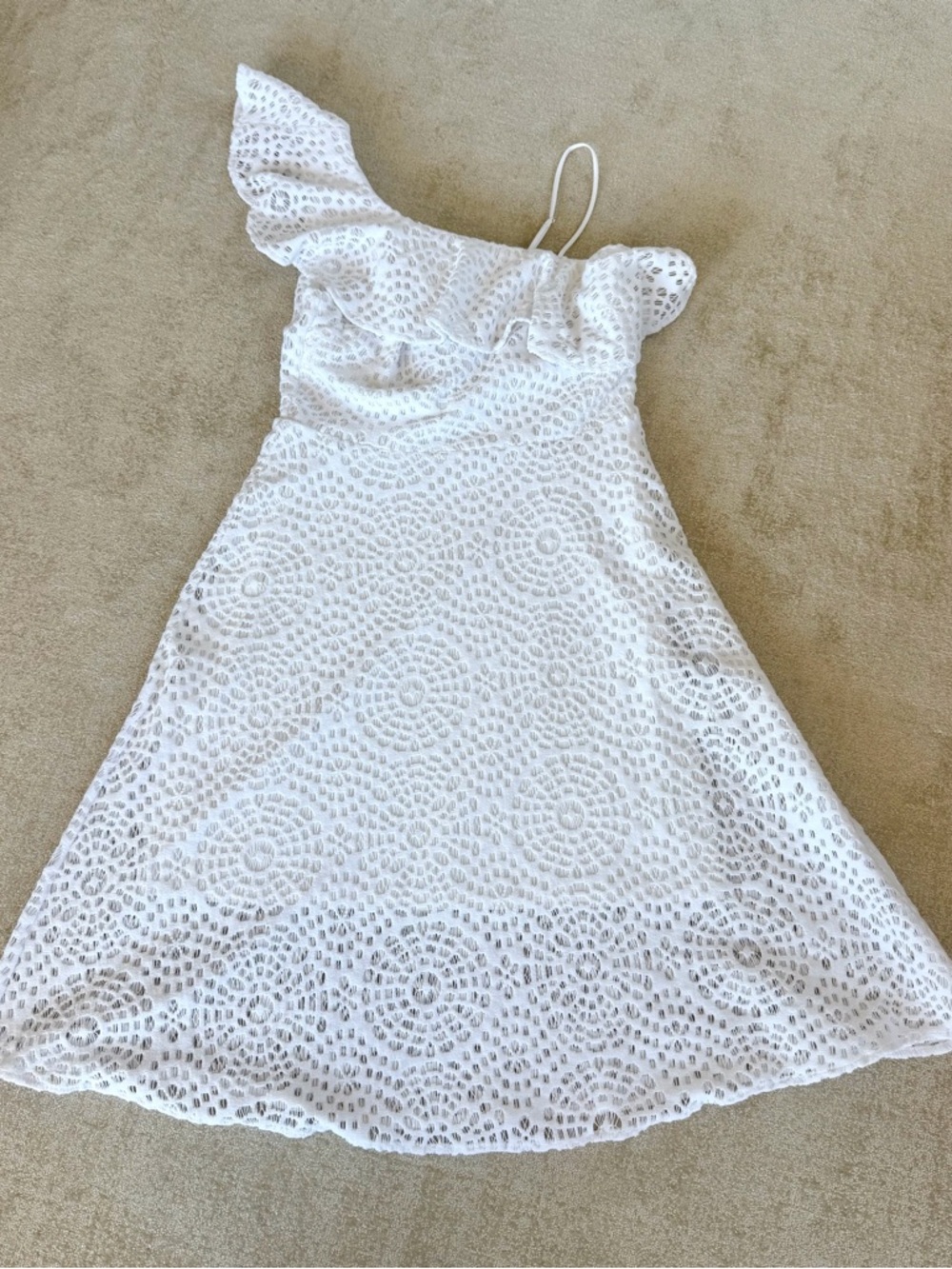 Lilly Pulitzer White Lace One Shoulder Ruffle Dress Size 12